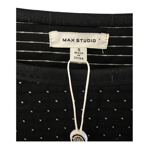 NWT Max Studio Black Polka Dot White Midi Bell Sleeve Oversize Flowy Dress S - Picture 3 of 10